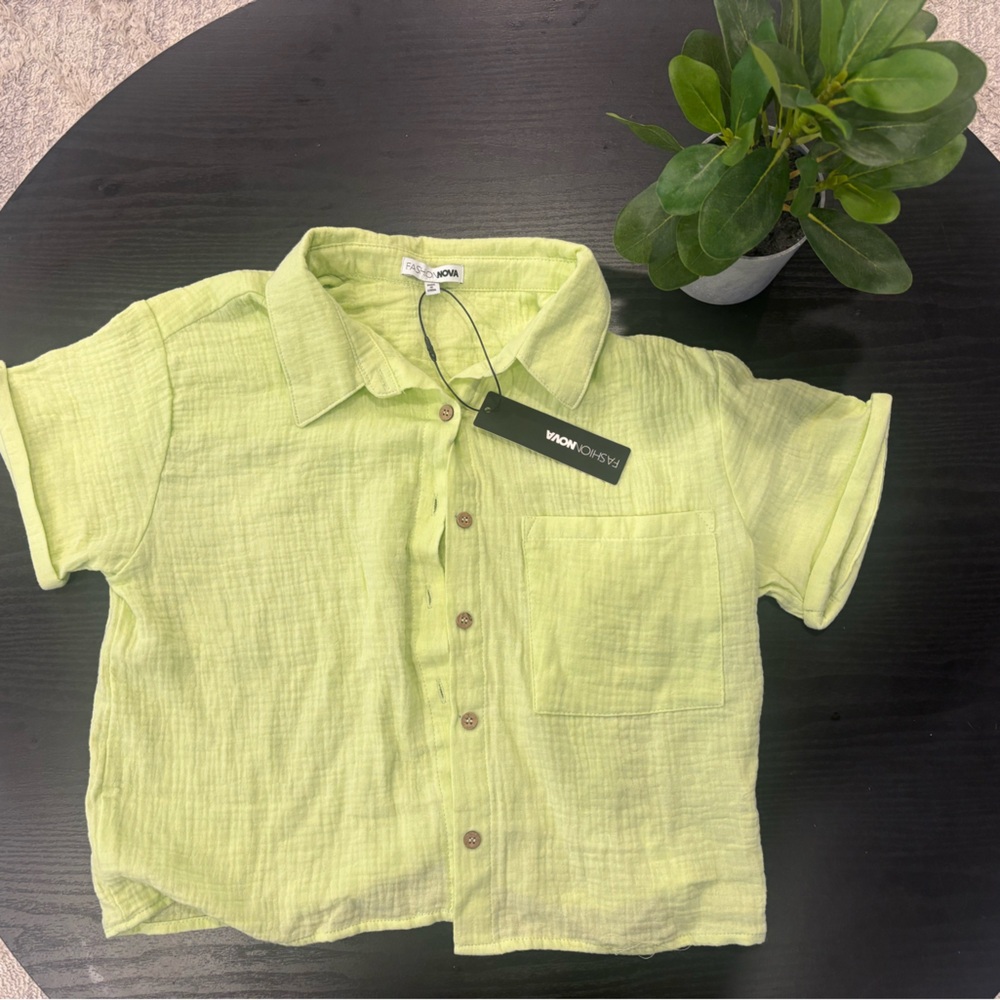 Fashion Nova Lime Green Button Down Shirt NWT